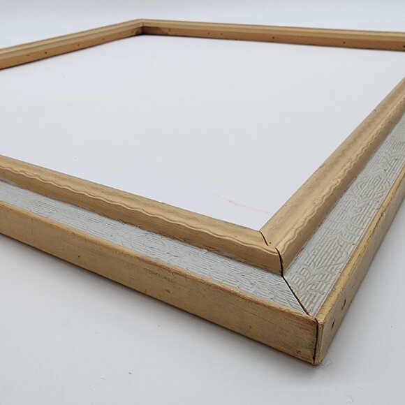 1950s Wood Picture Frame Embossed Design Yellow Blue 18.5"20.5" VTG - Picture 11 of 11